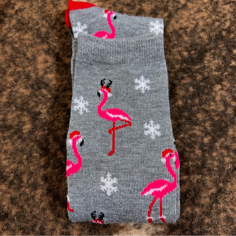Mens Flamingos Christmas Holiday Socks